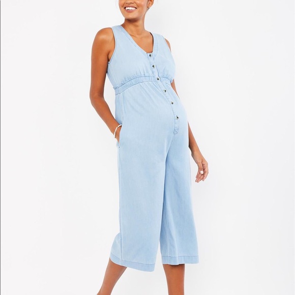maternity jean jumpsuit